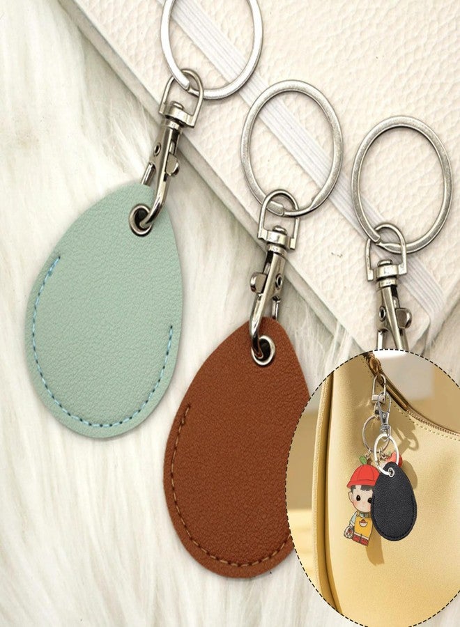 PKRFCJ 8pcs Key Fob Holder,Leather Key Fob Holder, Leather Keychain, Suitable for ID Card Key ID Key Card(Light Green + Pink + Black + Zongzi) - Image 3
